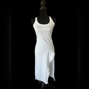 Current Mood White Ribbed Racerback Midi Dress Small side slit